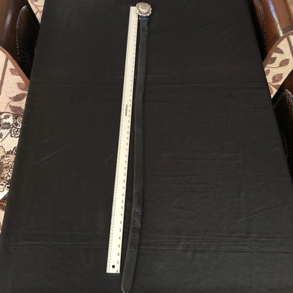 Silver Creek Black Leather Belt with Silver Buckle - Picture 7 of 12